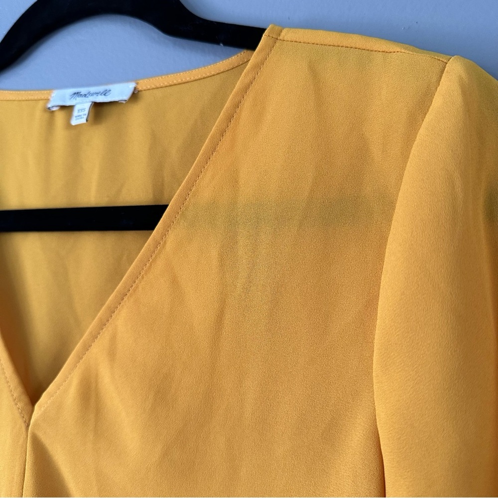 Madewell Tie Front Sheer Blouse | Yellow Gold - Picture 2 of 8